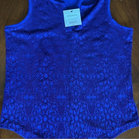 NWT-Liz Claiborne Sleeveless Purple Front Lace Tank Top - Picture 7 of 10